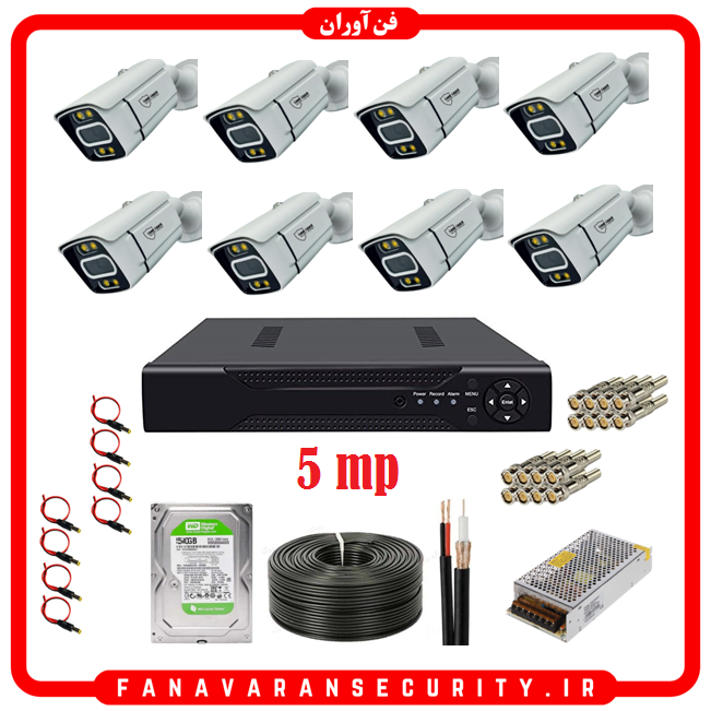 پکیج دوربین مداربسته 5 مگاپیکسل 8 کانال حرفه ای دید درشب رنگی گودگارد مدل G-BA4313