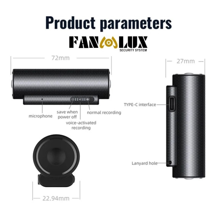 دستگاه ضبط صدا FANLUX با 30 روز نگهداری شارژ 32 گیگ حافظه داخلی - شنود صدا