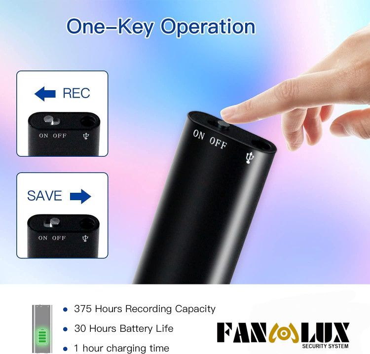 دستگاه ضبط صدا fanlux با ۲ روز نگهداری شارژ ۱۶ گیگ حافظه داخلی - شنود صدا